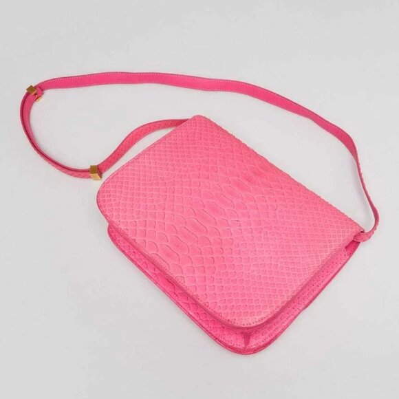 Celine Pink Python Medium Classic Box Flap Bag - Picture 3 of 11
